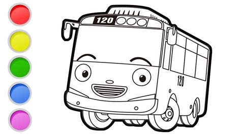 Menggambar Dan Mewarnai Bus Tayo Tayo The Little Bus Drawing Coloring