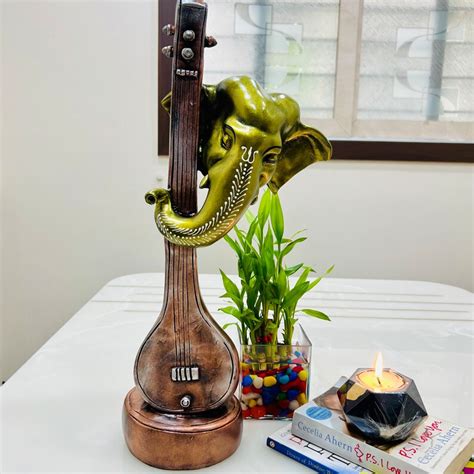 Raisin Ganesha With Guitar Showpiece Home Decor Antique Decor Indian