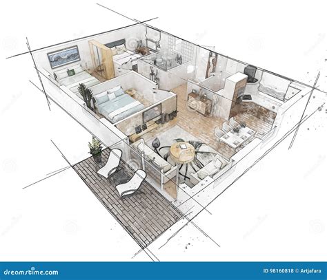 Floor Plan Sketch Stock Illustration Illustration Of Home 98160818