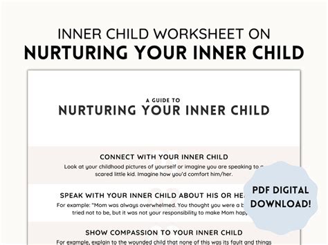 Nurturing The Inner Child Worksheet Inner Child Healing Etsy