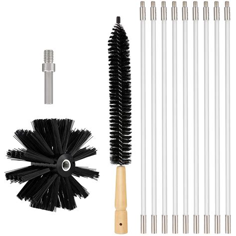 Vevor Flexible Chimney Sweep Kit 33 Chimney Sweep Brush With 10 Nylon