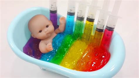 Baby Slime Bath Learn Color And Learn How To Count Baby Doll Jelly