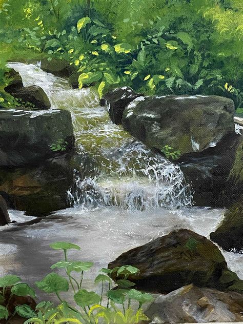 Landscape Waterfall Oil Painting Fine Art Print Painting Etsy
