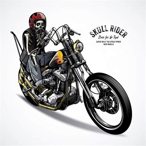 Premium Vector Skeleton Riding A Motorbike Motorcycle Artwork