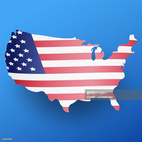 United States Of America Map And Flag Design 4th Of July High Res