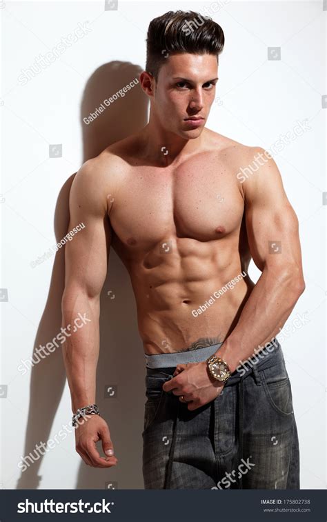 Sexy Portrait Very Muscular Shirtless Male Stock Photo 175802738