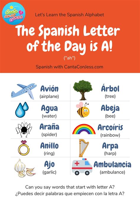 Spanish Words With A Spanish Alphabet Vocabulary In 2021 Spanish