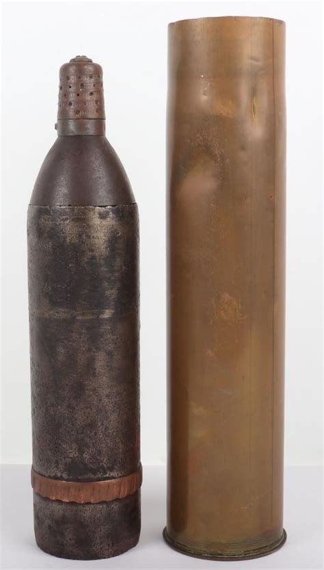 Inert Ww1 French 75mm Shrapnel Cut Away Sectioned Shell