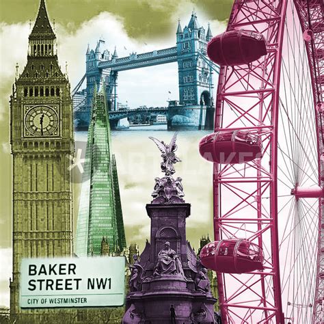London Collage Sehenswürdigkeiten Fotografie Als Poster Und