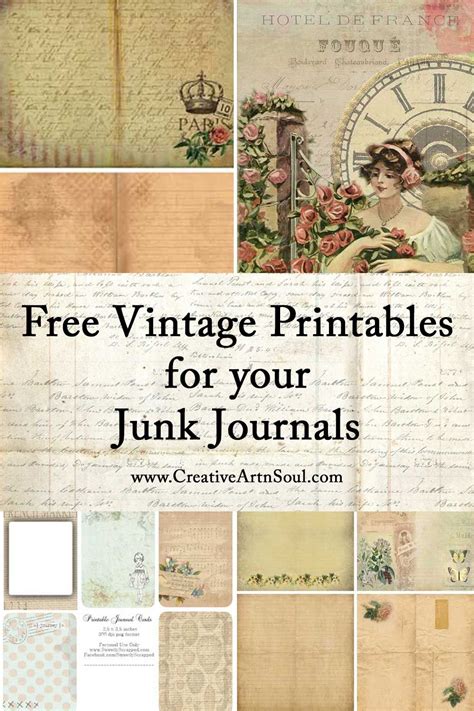 10 Sets Of Free Vintage Printables For Your Junk Journals Vintage