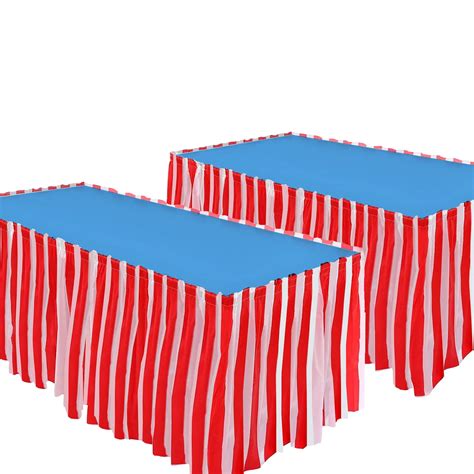 Buy Texpress 2 Pack 29in X 14ft Red And White Striped Table Skirt For Carnival Party