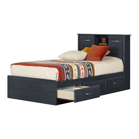 South Shore Ulysses Twin Mates And Captains Bed With Shelves By South