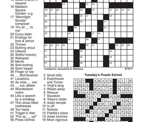 Daily Commuter Crossword Puzzle Printable