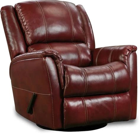 Homestretch Mercury Red Leather Swivel Glider Recliner Miskelly Furniture