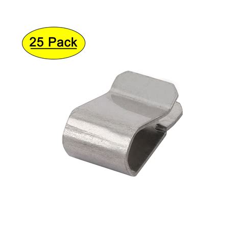 25pcs 21mmx12mm 304 Stainless Steel U Clip Silver Tone For 35mm Pipe