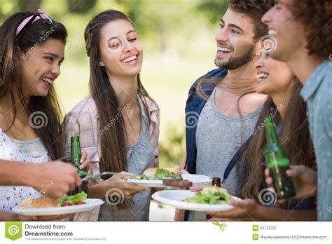 Hipsters Have Lunch And Beers Stock Image Image Of Closeness