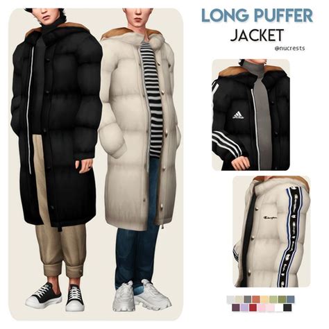 Long Puffer Jacket By Nucrests Sims 4 Men Clothing Sims 4 Male