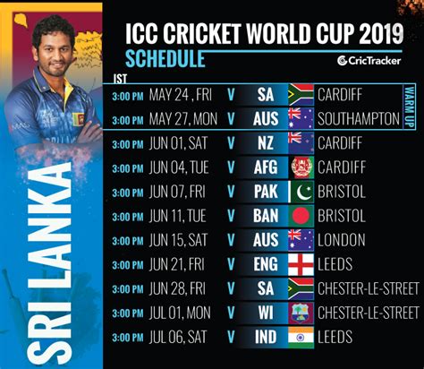 Their icc world cup 2019 schedule begins at southampton. ICC-Cricket-World-Cup-2019-Schedule-Sri-Lanka - CricTracker