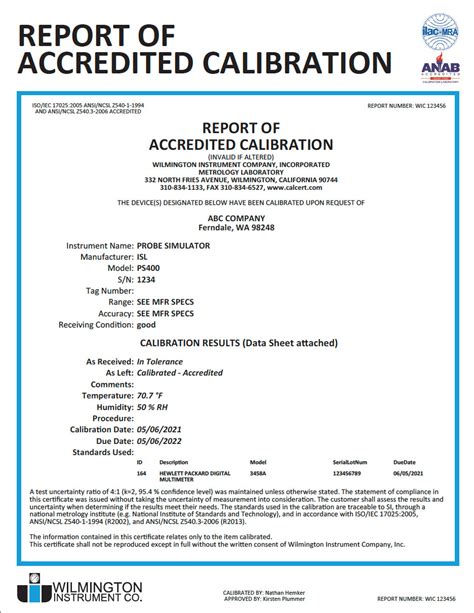 Certificate Of Calibration Template