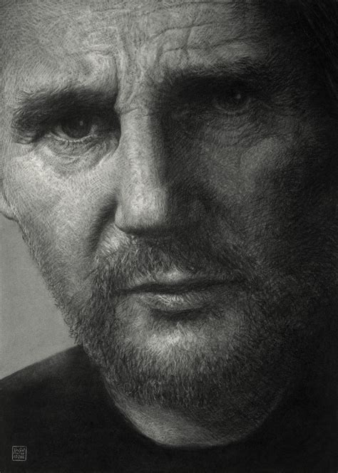 Charcoal Drawing Liam Neeson Artist Vincent Haller Liam Neeson