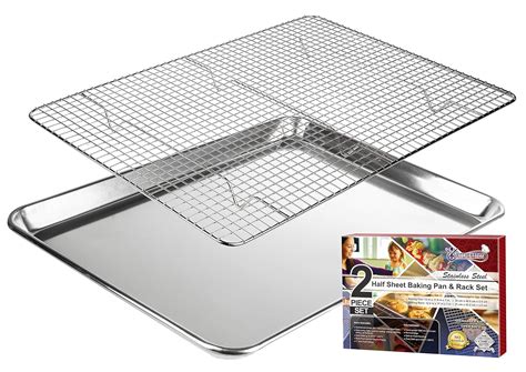 Buy KITCHENATICS Baking Sheet With Cooling Rack Half Cookie Pan Tray