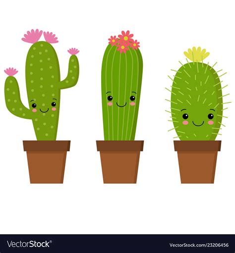 Cute Cartoon Cactus With Funny Royalty Free Vector Image