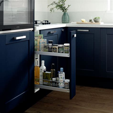 Sorrento lever action monoblock tap (chrome and white). Fairford Navy | Howdens Joinery