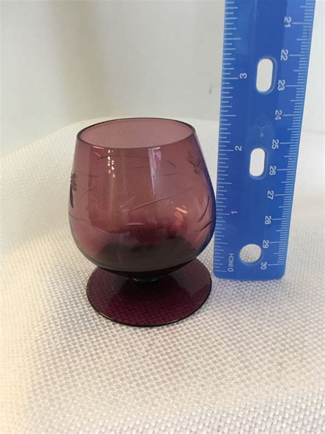 Amethyst Cordial Glasses Vintage Purple Glass Apertif Snifter Etsy
