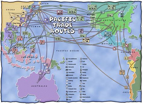 The Pacific Rim Trade Routes A Printable Map Showing Many Of The Goods