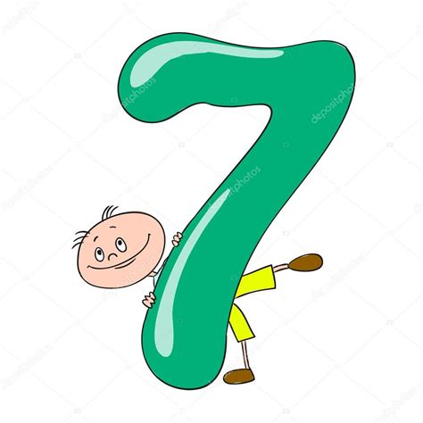 Funny Numbers With Cartoon Characters Children Vector 7 — Stock