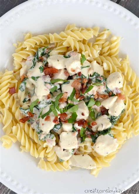 Chicken Alfredo With Bacon And Spinach