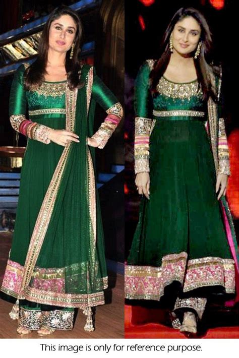 Kareena Kapoor Silk And Georgette Anarkali Suit In Green Colour Bollywood Fashion Pakistani