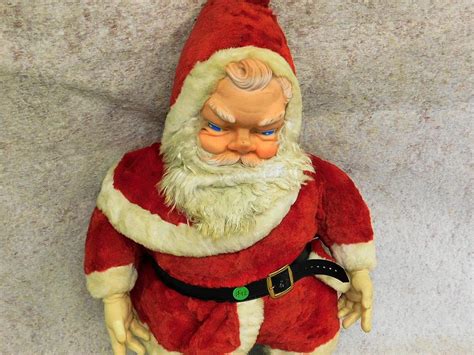Lot Vintage 1950s Plush And Rubber Face Santa Claus Doll