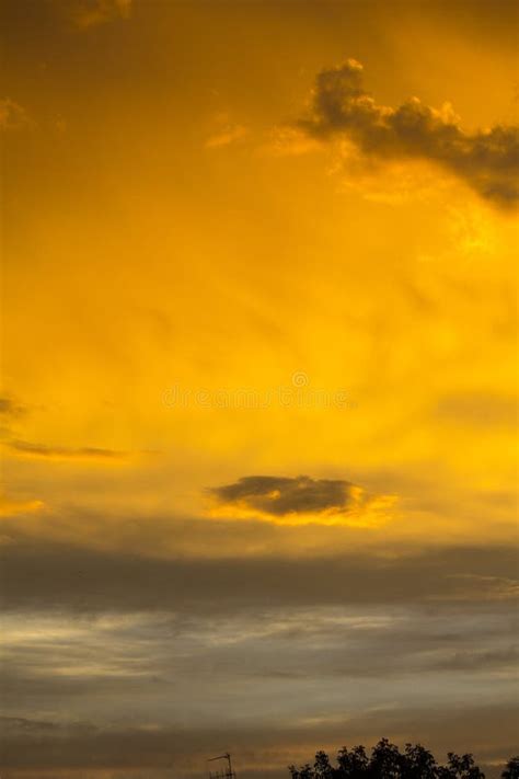 The Sky After A Summer Thunderstorm Orange Cumulus Clouds Stock Image