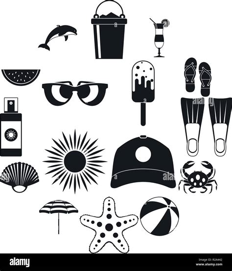 Summer Icons Set In Simple Style On A White Background Stock Vector