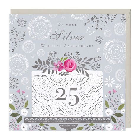 25th Silver Wedding Anniversary Card