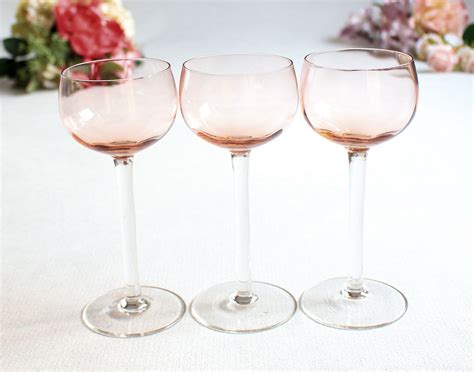 Pink Crystal Glasses Pink Wine Glasses Liquor Tall Glasses Fine Glassware Bar Drinkware