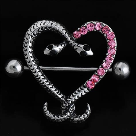 Sexy Surgical Steel Heart Body Nipple Bar Barbell Piercing Shield Rings Rushed Fake Piercing In