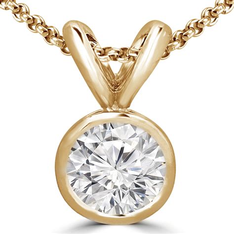 05 Ct Vs2 G Round Diamond Solitaire Pendant Necklace 14k Yellow Gold