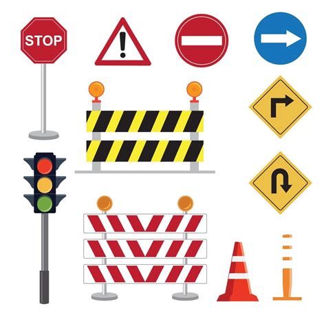 Traffic Concept With Lights And Equipments And Signs Vector
