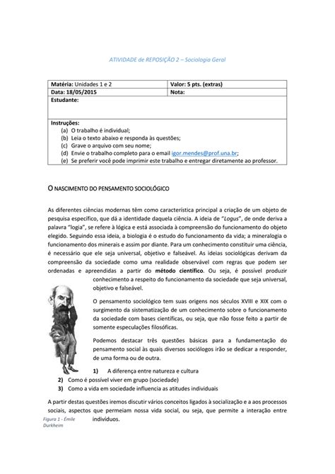 Questões De Sociologia Sobre Trabalho E Sociedade - Atividades de Trabalho