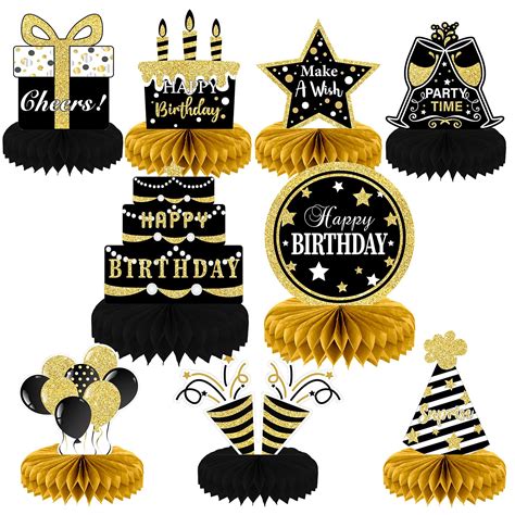 Buy 9 Pieces Black Gold Birthday Decorations Birthday Centerpieces For