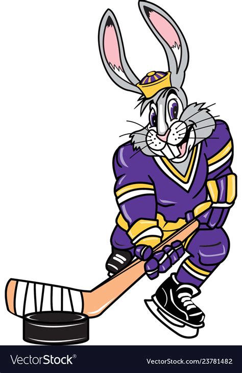 Jack Rabbit Sports Hockey Logo Mascot Royalty Free Vector