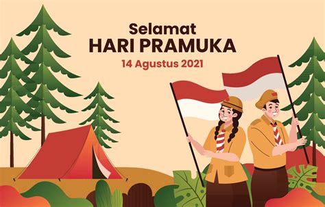 Pramuka Indonesia Day Background Concept In Flat Style 3088520 Vector