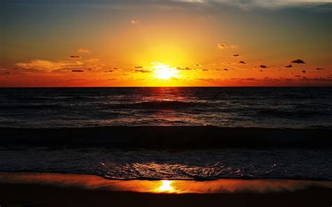 Wallpaper Landscape Sunset Sea Shore Beach Sunrise Evening