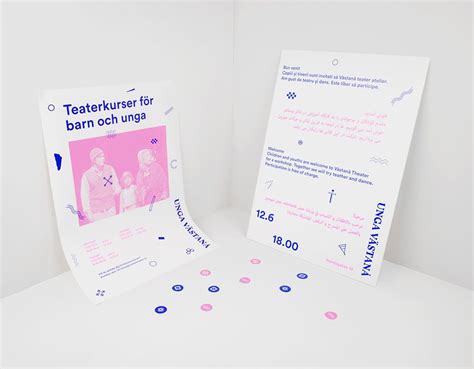 Two White Cards With Pink And Blue Designs On Them One Is Folded In Half