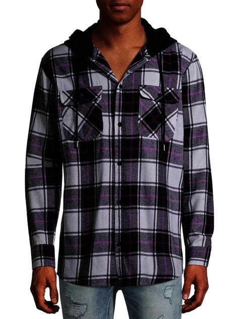 No Boundaries No Boundaries Mens Hooded Flannel Shirt Up To Size 5xl