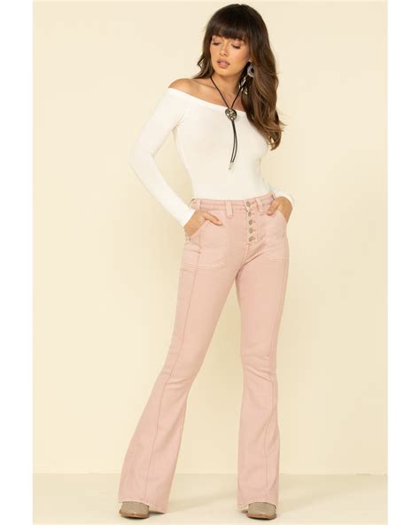 Rock And Roll Cowgirl Womens Blush High Rise Flare Jeans Country Outfitter