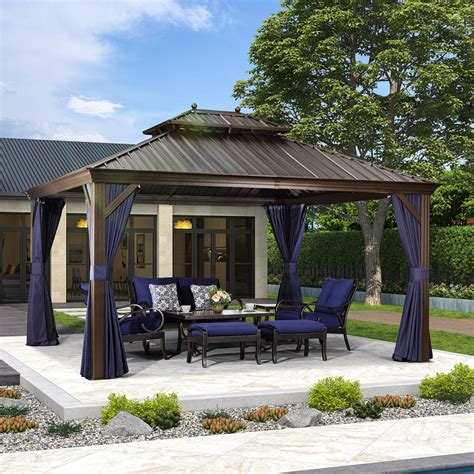 Buy Purple Leaf 12 X 14 Hardtop Gazebo Canopy With Curtains And