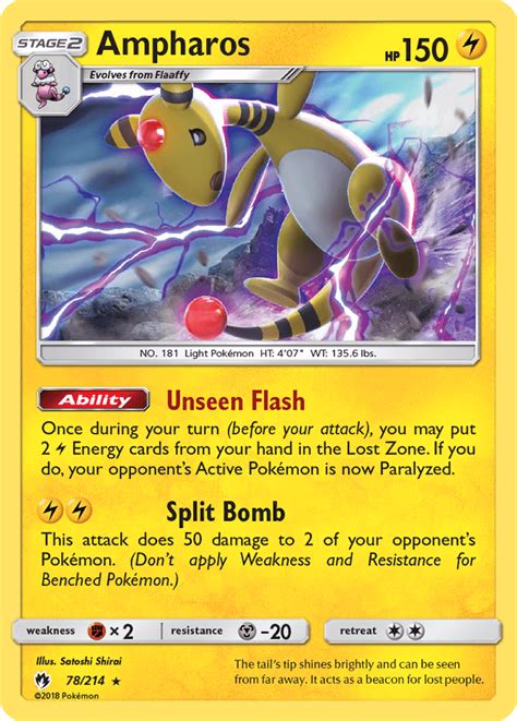 Pokémon is a registered trademark of nintendo, creatures, game freak and the pokémon company. Ampharos 78/214 SM Lost Thunder Holo Rare Pokemon Card ...